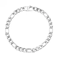 Bransolety męskie - Męska srebrna klasyczna bransoleta łańcuch figaro ze stali szlachetnej - Manoki - miniaturka - grafika 1