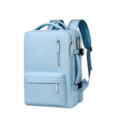 Plecaki - PLECAK PODRÓŻNY DO SAMOLOTU PODRĘCZNY WYTRZYMAŁY NIEBIESKI BŁĘKITNY - miniaturka - grafika 1