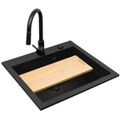 Zlewozmywaki z baterią - PYRAMIS Zlewozmywak 57x51,5 SIROS 1B, Bateria IDEA volcano, k.aut., deska - BLACK EDITION 070169002BE * - miniaturka - grafika 1