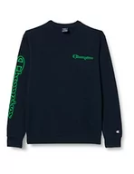 Bluzy męskie - Champion Męska bluza z okrągłym dekoltem Legacy Neon Spray Powerblend Terry Contrast Logo, granatowy, XL - miniaturka - grafika 1