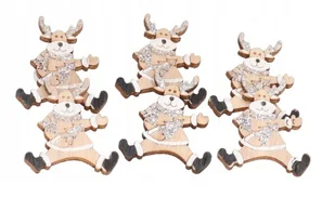 Renifer Drewniany Na Przylepcu 6Szt Ozdoba Stroik - Ozdoby bożonarodzeniowe - miniaturka - grafika 1