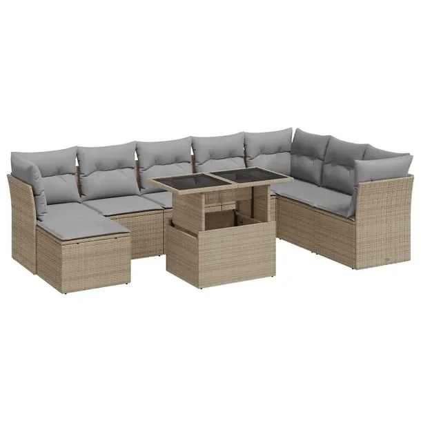 Zestaw wypoczynkowy ogrodowy beżowy, 55 x 62 x 69 cm, rattan PE, stal malo