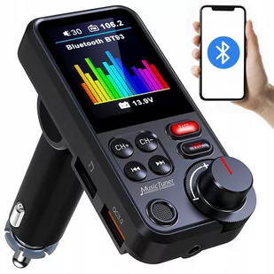Transmiter Bluetooth Fm Samochodowy Ładowarka 23W Bti-039 - Transmitery FM - miniaturka - grafika 1