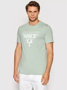 Koszulki męskie - GUESS T-Shirt M2YI44 J1311 Zielony Slim Fit - grafika 1