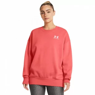 Damska bluza dresowa nierozpinana bez kaptura Under Armour Essential Flc OS Crew - różowa - UNDER ARMOUR - Koszulki sportowe damskie - miniaturka - grafika 1