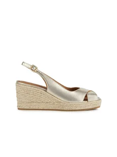 Geox Skórzane sandały "Panarea" w kolorze złotym na koturnie - Sandały damskie - miniaturka - grafika 1