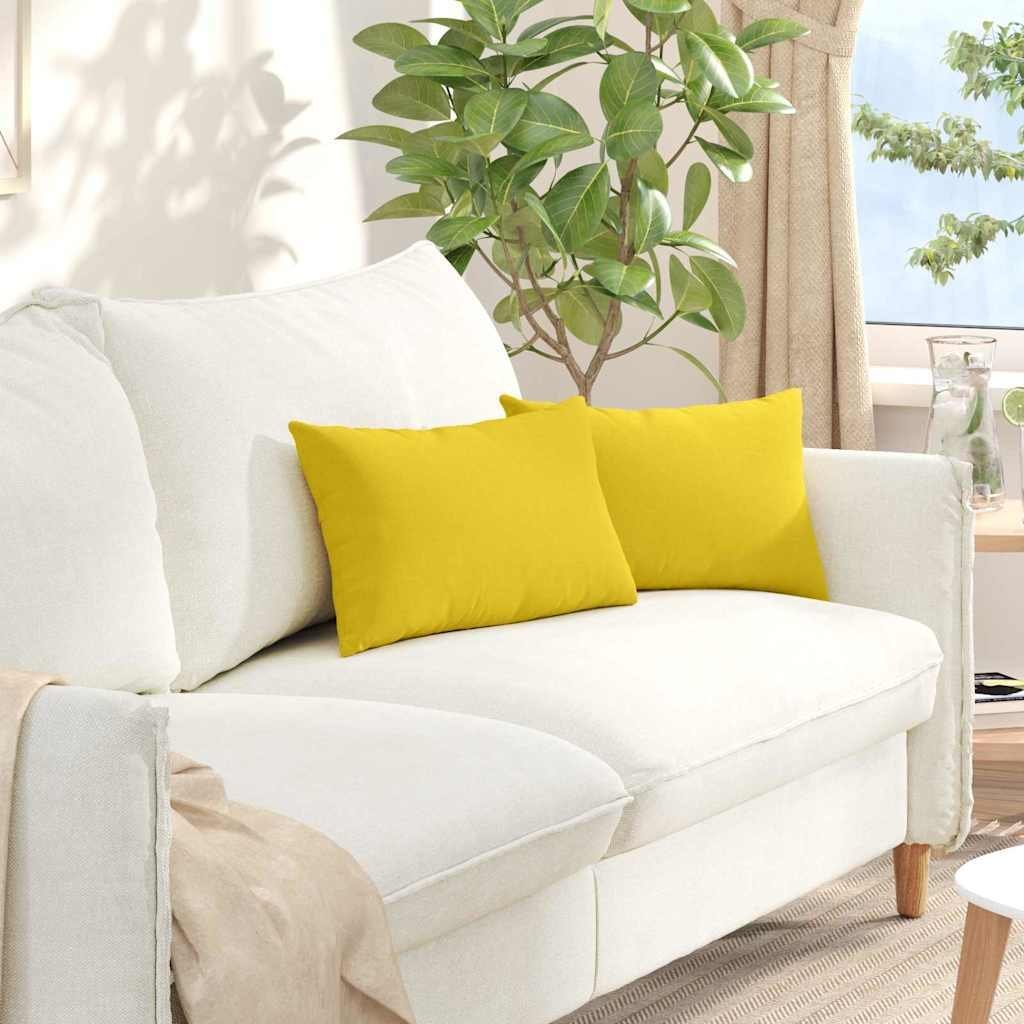 vidaXL vidaXL Poduszki na sofę 2 pcs Jasnożółty 50 x 30 cm tkanina