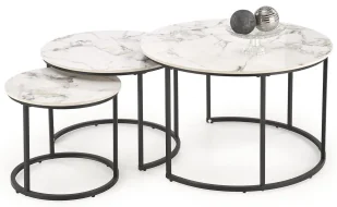 Zestaw wsuwanych stolików kawowych biały marmur H8-F75 - Ławy i stoliki kawowe Zestaw wsuwanych stolików kawowych biały marmur H8-F75 - Ławy i stoliki kawowe - miniaturka - grafika 1