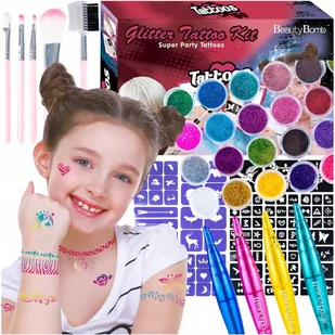 Zestaw Do Robienia Tatuaży Szablony Brokat Prezent - Prace ręczne dla dzieci - miniaturka - grafika 1