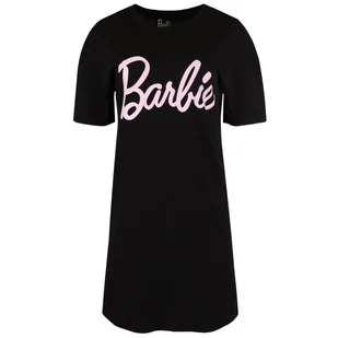 Barbie Damska koszula nocna, czarna, bawełniana, krótki rękaw XXS - Piżamy damskie - miniaturka - grafika 1