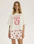 Piżamy damskie - Piżama damska Happiness Bloovii kremowy, czerwony L - miniaturka - grafika 1