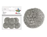 Pozostałe akcesoria dla plastyków - Titanum Pompony włóczkowe 3cm jasnoszare 6szt - miniaturka - grafika 1