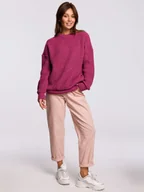 Swetry damskie - BeWear Damski sweter klasyczny Iasephila BK052 bordowy L/XL - miniaturka - grafika 1