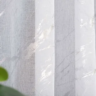 MARMA Firana gotowa na taśmie z ołowianką, szerokość 140cm x wysokość 250cm, kolor biały ze srebrnym zdobieniem - Firany - miniaturka - grafika 1