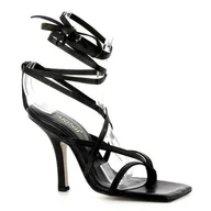 Klapki i japonki damskie - Czarne sandały na szpilce CARINII - Carinii - miniaturka - grafika 1