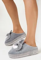 Kapcie damskie - Szare Kapcie na Grubej Podeszwie Puppis - miniaturka - grafika 1