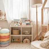 Półki i regały dla dzieci - Biblioteczka jasny beż book nook latte - miniaturka - grafika 1