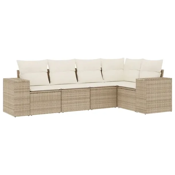 Zestaw mebli ogrodowych z rattanu PE, beżowy, wymiary: 62x62x69 cm, 55x62x