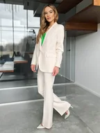 Spodnie damskie - SPODNIE JASNY BEŻ DZWONY ELEGANCKIE GARNITUROWE POLSKA PRODUKCJA TRENDSETTER - PERFE - miniaturka - grafika 1