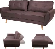 Sofy i kanapy - sofa 3-osobowa HWC-J19, kanapa rozkładana sofa do salonu, funkcja spania 203cm ~ tkanina/tekstylia brązowy - miniaturka - grafika 1
