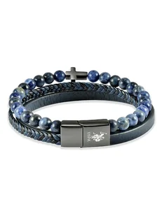 U.S. Polo Assn. Skórzana bransoletka w kolorze granatowym - Bransolety męskie - miniaturka - grafika 1