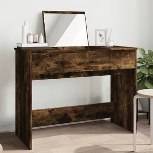 vidaXL Toaletka z lustrem dąb wędzony 100x45x76 cm - Toaletki - miniaturka - grafika 1