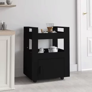 Wózek kuchenny, czarna, 60x45x80 cm, materiał drewnopochodny - Wózki kuchenne - miniaturka - grafika 1