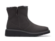 Botki damskie - Damskie szare skórzane ocieplane botki zapinane na zamek Clarks Ivery Ridge 37,5 - miniaturka - grafika 1