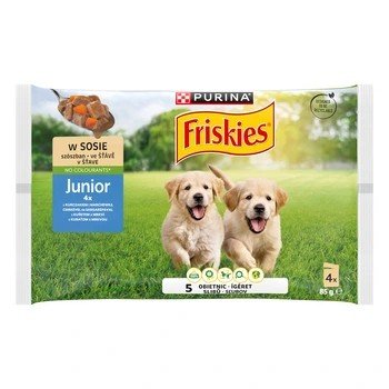 Karma dla psa FRISKIES Junior Kurczak z marchewką w sosie 4 x 85 g