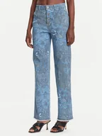 Spodnie damskie - Desigual Jeansy Pasley 25WWPW01 Niebieski Straight Fit - miniaturka - grafika 1