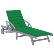 Leżaki ogrodowe - vidaXL Ogrodowy leżak z poduszką lite drewno akacjowe   3061334 - miniaturka - grafika 1