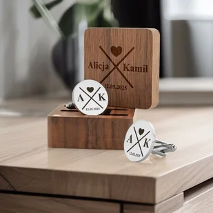 SPINKI do MANKIETÓW z GRAWEREM w ETUI na ŚLUB - Spinki do mankietów i krawatów - miniaturka - grafika 1