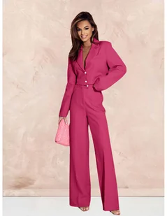 Garnitur z szerokimi spodniami YUKARI - fuksjowy - Garnitury - miniaturka - grafika 1