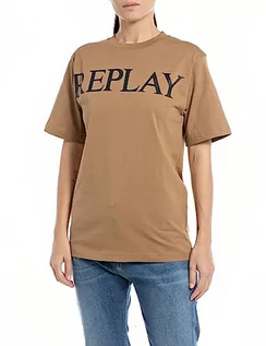 Koszulki i topy damskie - Replay T-shirt damski regular fit, Tytoń 348, M - grafika 1