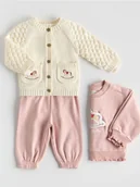 Bluzki dla niemowląt - Reserved - Bawełniany kardigan z haftem - złamana biel - miniaturka - grafika 1