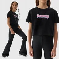 Koszulki i topy damskie - T-SHIRT DZIEWCZĘCY 4F KOSZULKA DZIECIĘCA CROP TOP BAWEŁNIANA SS24 TTSHF1151 - miniaturka - grafika 1
