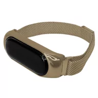 Akcesoria do smartwatchy - PASEK OPASKA MAGNETYCZNA do XIAOMI MI BAND 3/4 (szaro-złoty) - miniaturka - grafika 1