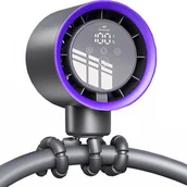 Wentylatory - Wentylator na klips, miniaturowy, przenośny wentylator z wyświetlaczem LED, cichy, do wózków dziecięcych, łóżeczek dziecięcych i podróży (ciemnoszary - miniaturka - grafika 1