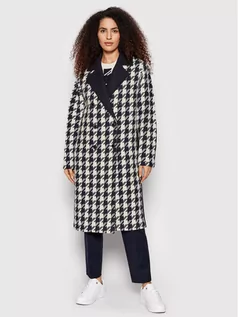 Płaszcze damskie - Tommy Hilfiger Płaszcz wełniany Blend Houndstooth WW0WW32577 Granatowy Relaxed Fit - grafika 1