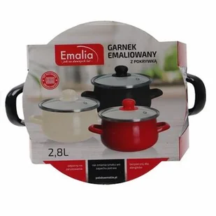 Garnek emaliowany z pokrywką 18 cm 2,8 l czarny - Garnki - miniaturka - grafika 1