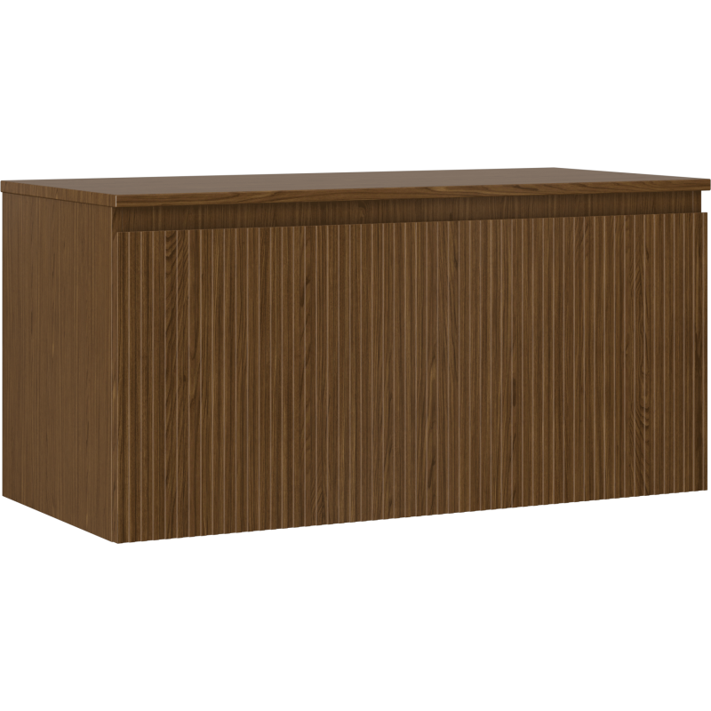 Mexen Rivel szafka łazienkowa podumywalkowa 100 cm z blatem, 1 szuflada, ryflowana , orzech - 91A20-10047-1-BFC86