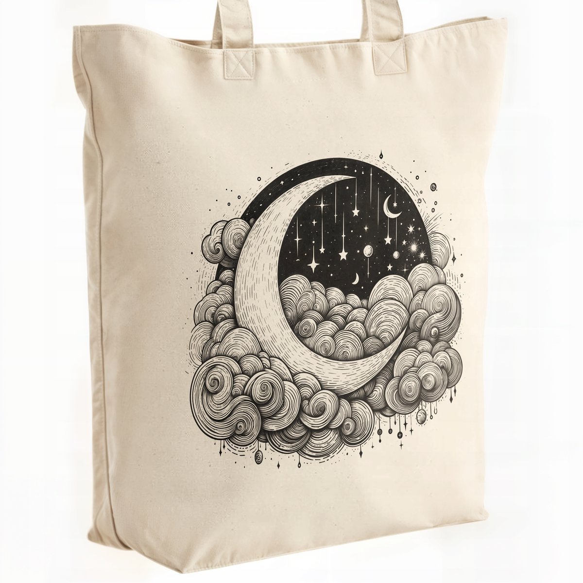 Torba bawełniana premium na zakupy Księżyc Chmury Motyw Księżyca Prezent