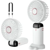 Wentylatory - Przenośny wentylator, ładowany przez USB, 5 prędkości z podstawą, bateria 4200 mAh, składany, do biura i na zewnątrz (biały) - miniaturka - grafika 1