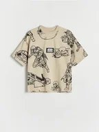 Koszulki dla chłopców - Reserved - T-shirt oversize Star Wars - beżowy - miniaturka - grafika 1