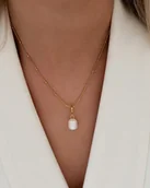 Naszyjniki - Delikatny złoty naszyjnik z perłą ze stali chirurgicznej Paraiso Vera - miniaturka - grafika 1