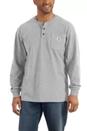 Koszulki sportowe męskie - Koszulka męska z długim rękawem Carhartt Pocket Henley L/S HGY Heather Grey - miniaturka - grafika 1