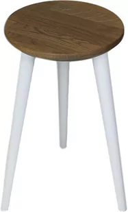Taboret lub hocker okrągły z litego dębu Ash Grey, Wykończenie nogi - Buk - farba biała, Wysokość [cm] - 54, Średnica siedziska [cm] - 30 - Taborety i hokery - miniaturka - grafika 1