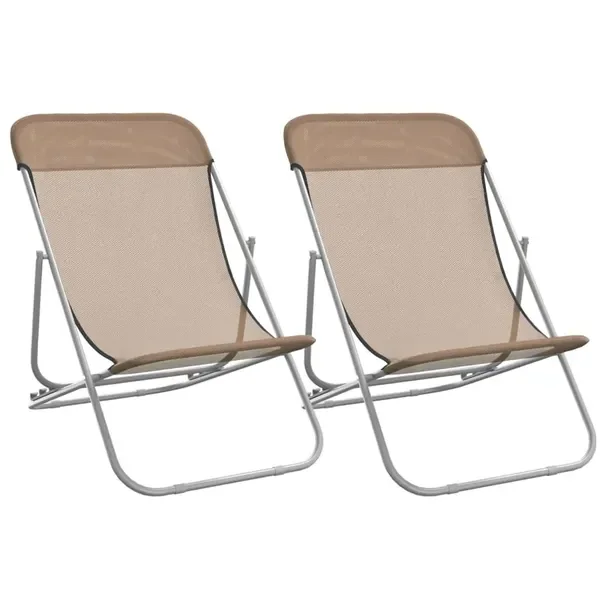 Składane Krzesło Ogrodowe Textilene Taupe 85x58x83 cm