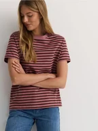 Koszulki i topy damskie - Reserved - Bawełniany t-shirt regular - jasnofioletowy - miniaturka - grafika 1