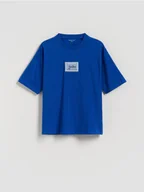 Koszulki dla chłopców - Reserved - T-shirt z naszywką - niebieski - miniaturka - grafika 1